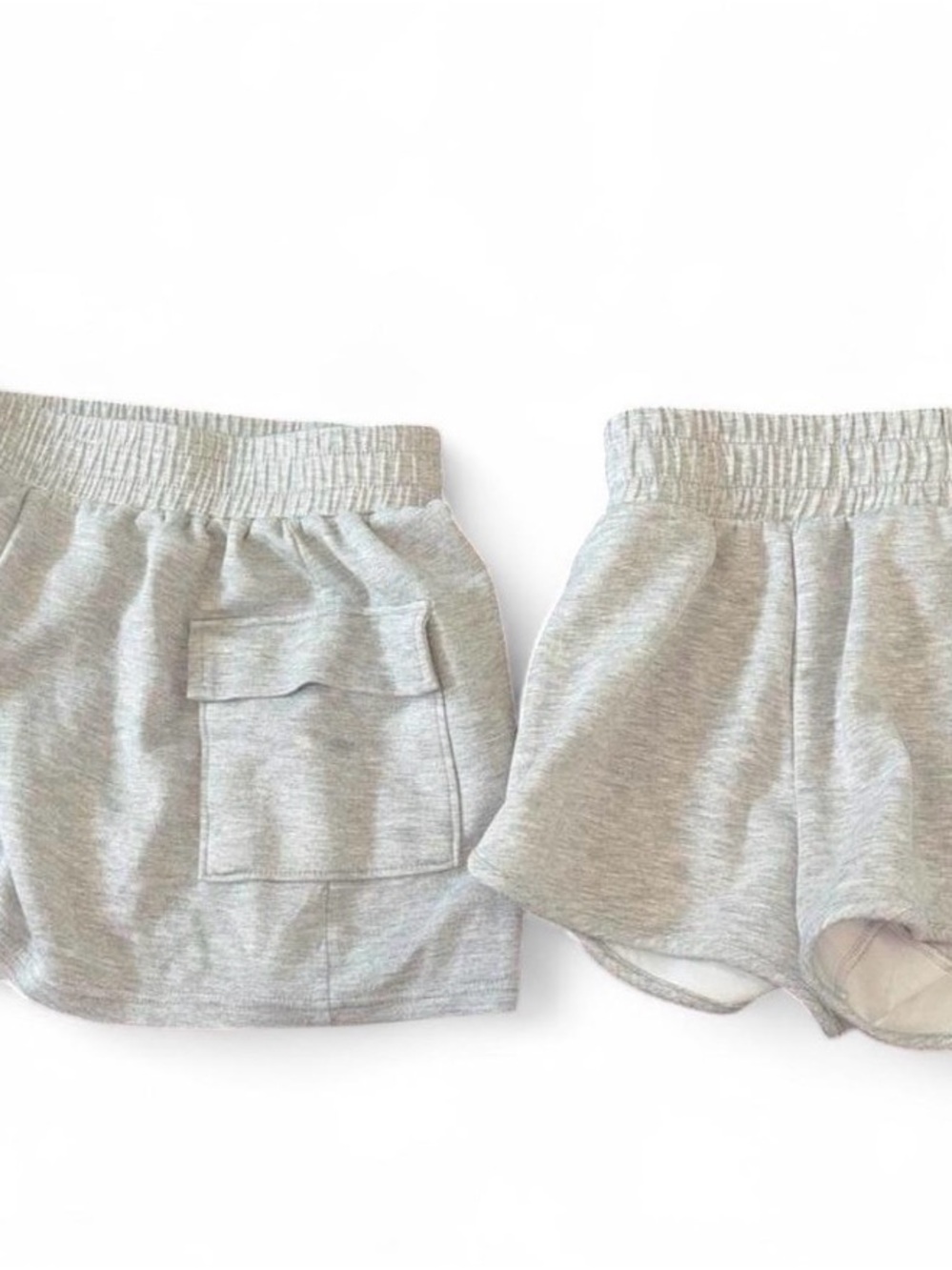 Light Gray Athletic Women's Shorts with Elastic Waist